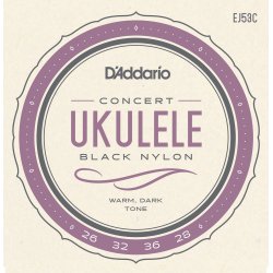 D'Addario EJ53C Ukulele Concert Hawaiian Black Nylon